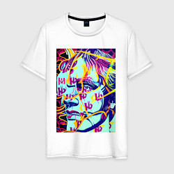 Футболка хлопковая мужская Andy Warhol - pop art - self-portrait, цвет: белый