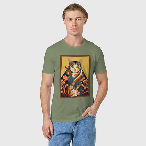 Мужская футболка Кот в кимоно / Авокадо – фото 3
