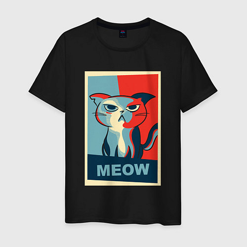 Мужская футболка Meow obey / Черный – фото 1