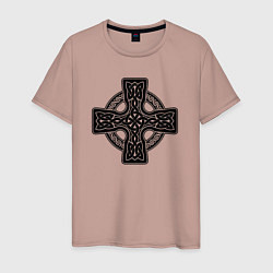 Футболка хлопковая мужская Кельтский крест, цвет: пыльно-розовый