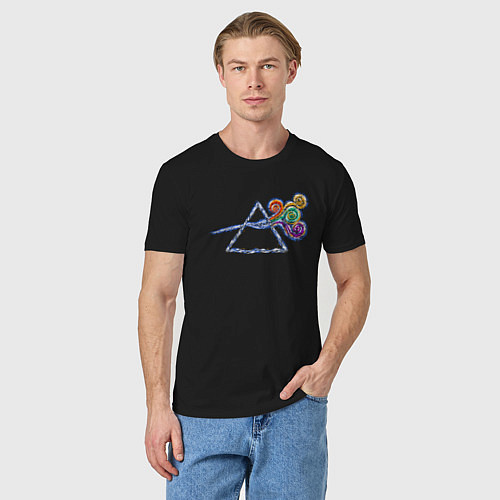 Мужская футболка Pink Floyd в стиле Ван Гога / Черный – фото 3