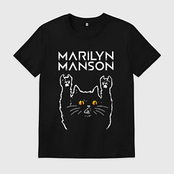 Футболка хлопковая мужская Marilyn Manson rock cat, цвет: черный