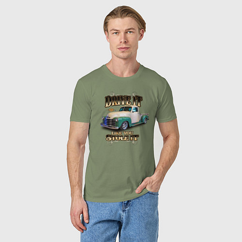 Мужская футболка Классический пикап Chevrolet Thriftmaster / Авокадо – фото 3