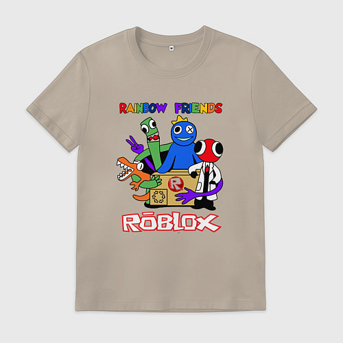 Мужская футболка Радужные друзья - монстры Роблокс / Миндальный – фото 1