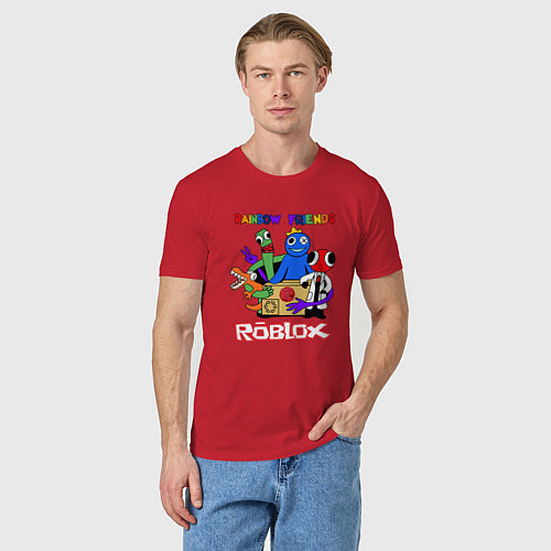 Мужская футболка Радужные друзья - монстры Роблокс / Красный – фото 3