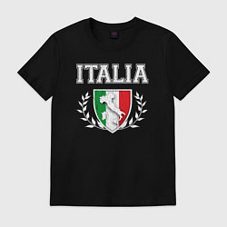 Футболка хлопковая мужская Italy map, цвет: черный