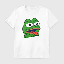 Футболка хлопковая мужская Лягушонок Пепе маленький, цвет: белый