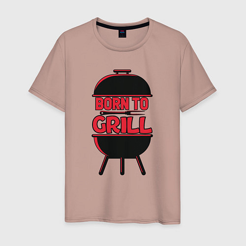 Мужская футболка Born to grill / Пыльно-розовый – фото 1