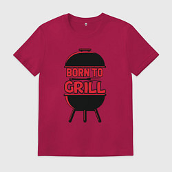 Футболка хлопковая мужская Born to grill, цвет: маджента
