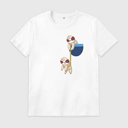 Футболка хлопковая мужская Карманные ленивцы, цвет: белый