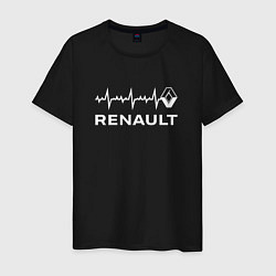 Футболка хлопковая мужская Renault в сердце, цвет: черный