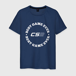 Футболка хлопковая мужская Символ Counter Strike 2 и круглая надпись best gam, цвет: тёмно-синий