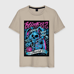 Футболка хлопковая мужская Blink 182 рок группа, цвет: миндальный