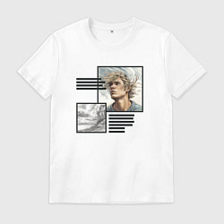 Футболка хлопковая мужская Растрепанный парень и скала, цвет: белый