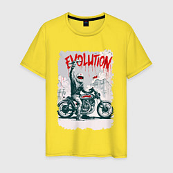 Футболка хлопковая мужская Evolution - motorcycle, цвет: желтый