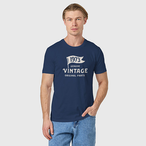 Мужская футболка 1973 подлинный винтаж - оригинальные детали / Тёмно-синий – фото 3