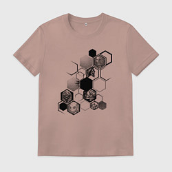 Футболка хлопковая мужская Психоделические существа, цвет: пыльно-розовый