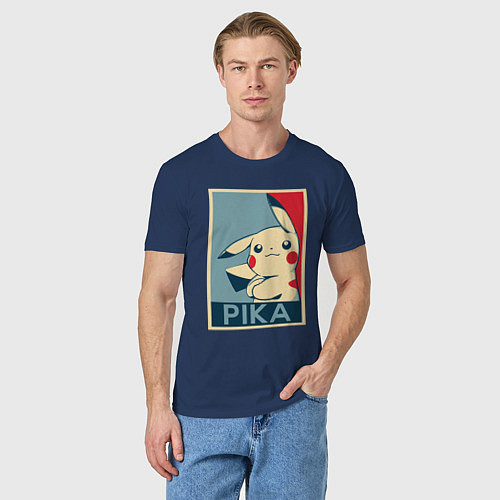 Мужская футболка Pika obey / Тёмно-синий – фото 3