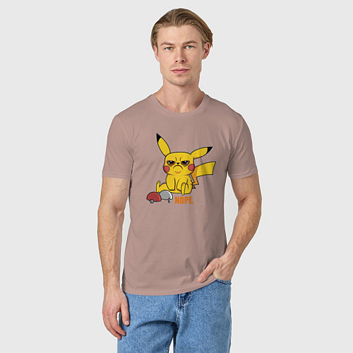 Мужская футболка Pika nope / Пыльно-розовый – фото 3