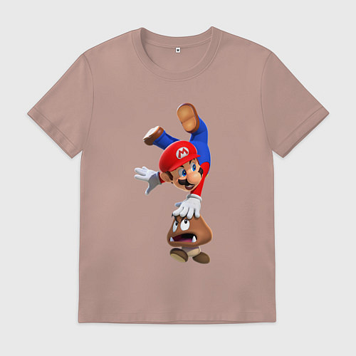 Мужская футболка Марио на грибе / Пыльно-розовый – фото 1