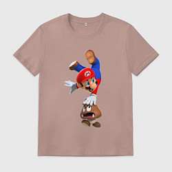 Футболка хлопковая мужская Марио на грибе, цвет: пыльно-розовый