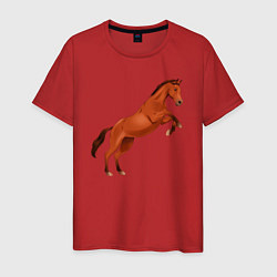Футболка хлопковая мужская Англо-арабская лошадь, цвет: красный