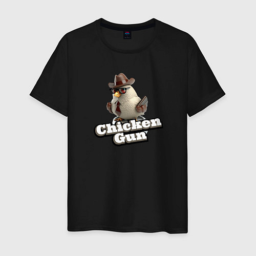 Мужская футболка Chicken Gun illustration / Черный – фото 1