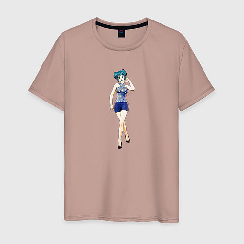 Мужская футболка Аниме девушка с голубыми волосами / Пыльно-розовый – фото 1