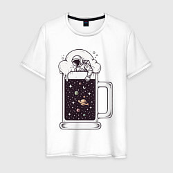 Футболка хлопковая мужская Space beer, цвет: белый