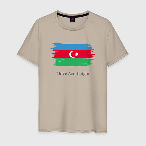 Мужская футболка I love Azerbaijan / Миндальный – фото 1