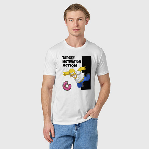 Мужская футболка Мотивация от Гомера Симсона / Белый – фото 3