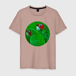 Футболка хлопковая мужская Два зелёных попугая, цвет: пыльно-розовый