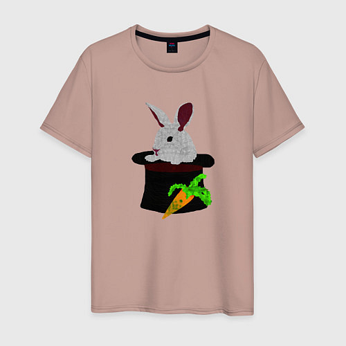 Мужская футболка Кролик с морковкой в цилиндре / Пыльно-розовый – фото 1