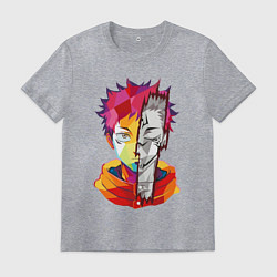 Футболка хлопковая мужская Магическая битва Итадори Юдзи и Двуликий призрак, цвет: меланж