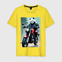 Футболка хлопковая мужская Panda - cool biker, цвет: желтый