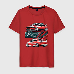 Футболка хлопковая мужская Mitsubishi Lancer Evolution IX V1, цвет: красный