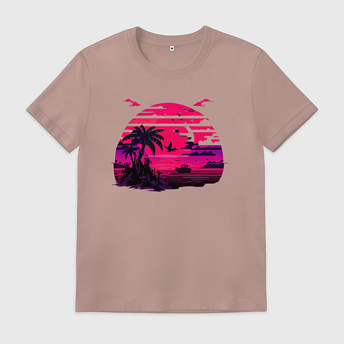 Мужская футболка Пляжное ретро / Пыльно-розовый – фото 1