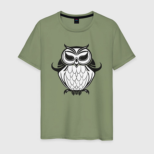 Мужская футболка Сова, черно-белая птица / Авокадо – фото 1