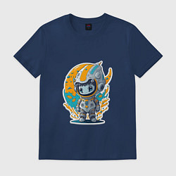 Футболка хлопковая мужская Маленький инопланетянин, цвет: тёмно-синий