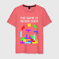 Футболка хлопковая мужская Tetris - the game is never over, цвет: коралловый