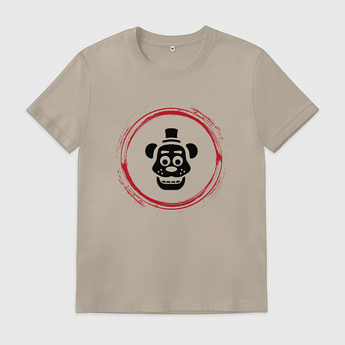 Мужская футболка Символ FNAF и красная краска вокруг / Миндальный – фото 1