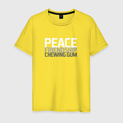 Футболка хлопковая мужская Peace, friendship, chewing gum, цвет: желтый