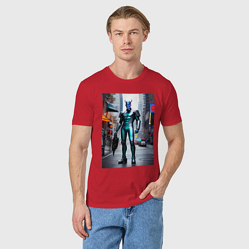 Мужская футболка Демон с другой планеты - нейросеть / Красный – фото 3
