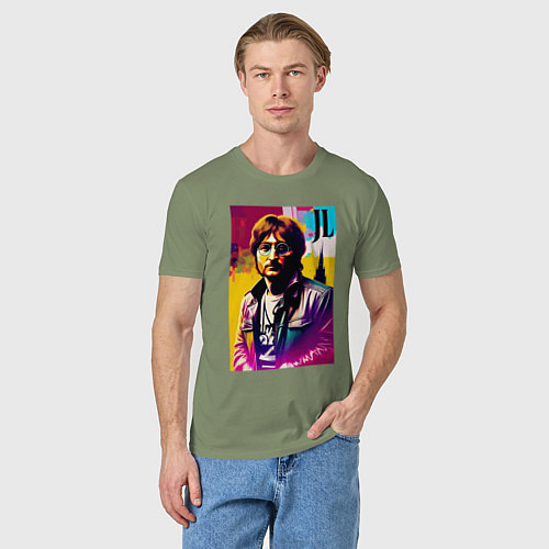 Мужская футболка John Lennon - world legend / Авокадо – фото 3