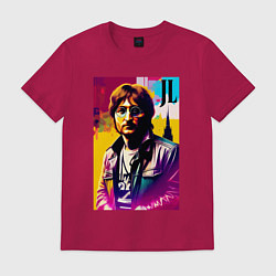 Футболка хлопковая мужская John Lennon - world legend, цвет: маджента