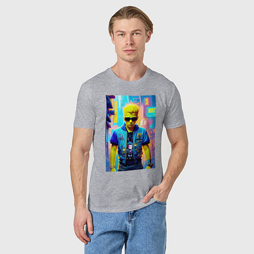 Мужская футболка Барт Симпсон - фантазия - нейросеть / Меланж – фото 3