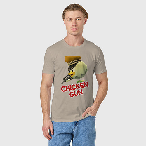 Мужская футболка Chicken Gun logo / Миндальный – фото 3