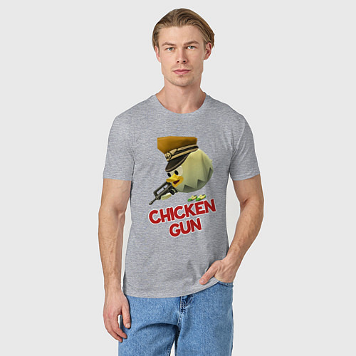 Мужская футболка Chicken Gun logo / Меланж – фото 3