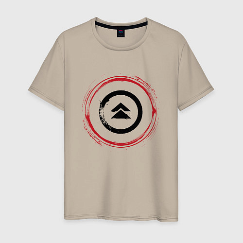 Мужская футболка Символ Ghost of Tsushima и красная краска вокруг / Миндальный – фото 1