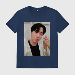 Футболка хлопковая мужская BTS -J-hope-, цвет: тёмно-синий